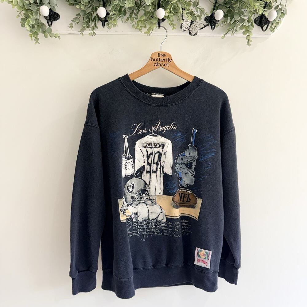 Nutmeg Mills Vintage 1990s Los Angeles Raiders Graphic Crewneck Sweatshirt Large
